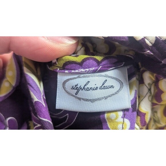 Stephanie Dawn Mini Crossbody Bag Catalina Pattern Made in USA Purple/Yellow - Picture 4 of 6